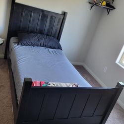 Black wooden twin bed frame