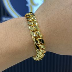 12mm Handmade Miami Cuban Link Bracelet 8” Gold Over Silver