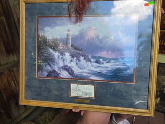 "Conquering the Storms" by Thomas Kinkade Lithograph on Canvas Framed