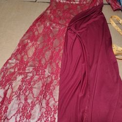 Womens long dress one shoulder color red  size Large 