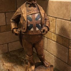 John Bull Statue Store Display British Flag