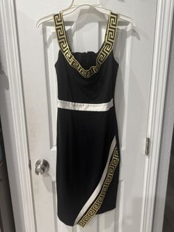 Black Dress With Gold Greek Trim