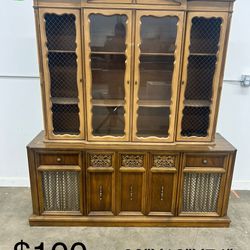 2 Pieces China Cabinet With 14 Shelves And 8 Doors