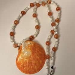 Orange Spiny Oyster Shell Necklace 