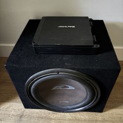12” SUB (in closed box )with 600 WATT AMP,BOTH ALPINE!
