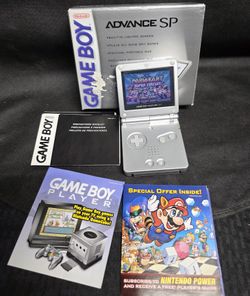 Nintendo Game Boy Advance SP Silver / Platinum Handheld Console - Complete CIB