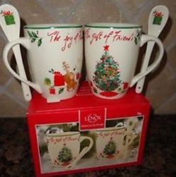 NEW Lenox “The Gift of Friends” Cocoa Mug with Spoon - Set of 2