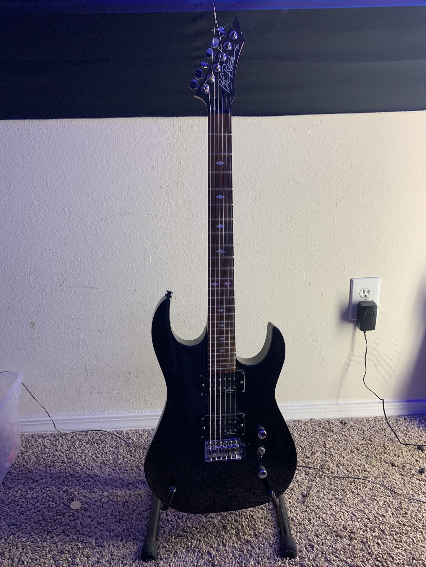 Modern B.C. Rich N.J. Series Assassin Black Electric Guitar Medium play wear. Missing tremolo bar. No case. 