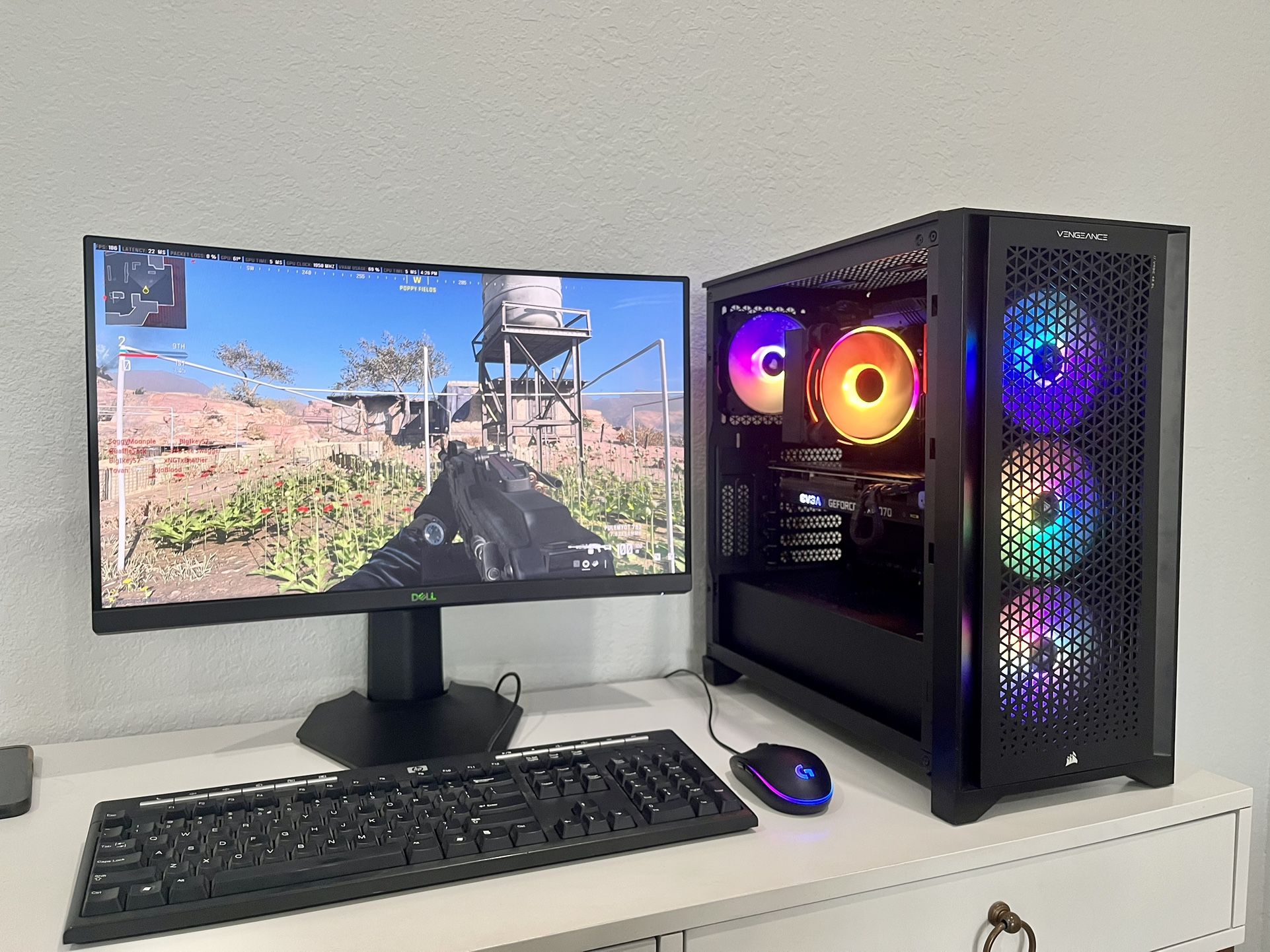 Corsair High End Gaming PC w/ Monitor, Mouse, Keyboard, Built in WiFi / Bluetooth and MW3 Preloaded
