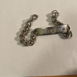 Vintage silver tone, metal ID bracelet engraved Howard