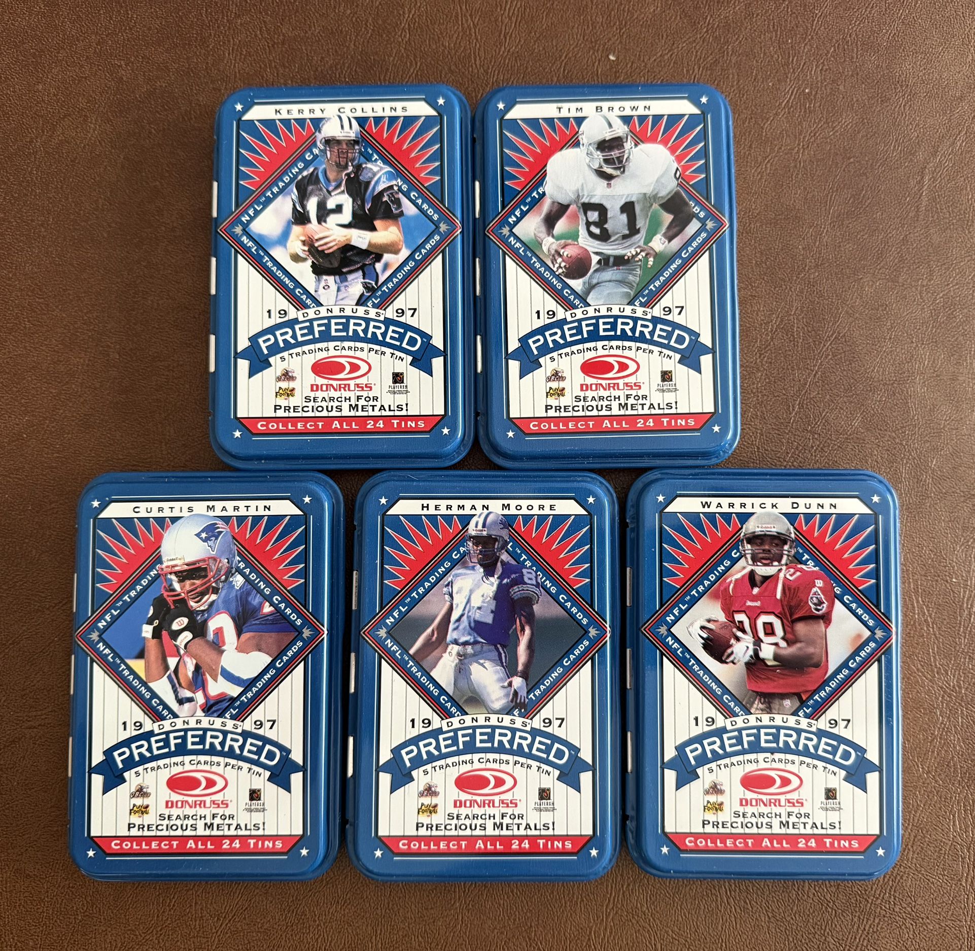 1997 Donruss Preferred NFL Football Empty Tins Lot 5 Martin Brown