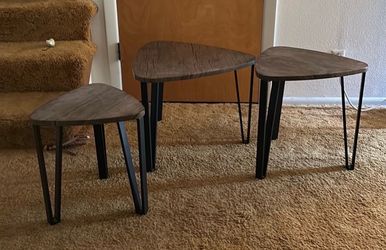 Coffee table 3 pcs/brown vintage 3 leg