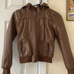 Girls Aviator type Jacket Size Small With Removeable Hoodie 