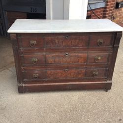 3 Drawer  Antique Marble Top Chest