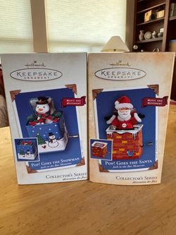 Hallmark Pop! Goes the Snowman & Santa Jack-in-the-Box Ornaments Set