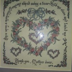 Handcrafted Calligraphy Art Mom Theme Heart Flowers 9 × 9 Wood Frame Made In USA

