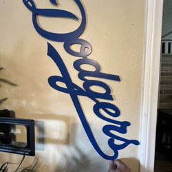 Dodgers Script Metal Sign 33x12