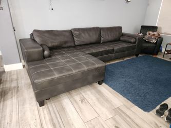 Brown leather sofa