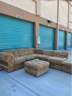 MCM “Plush Crush” Beige Low Lounge Tufted Sectional w/ Ottomans •FREE DELIVERY•