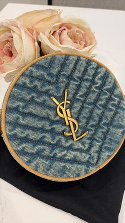 Round Demin Material Cross Body Purae