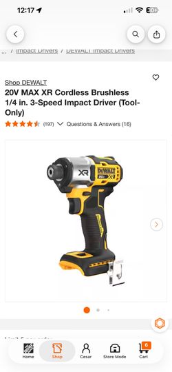 20V MAX XR Cordless Brushless 1/4 in. 3-Speed Impact Driver (Tool-Only)