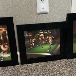 Dogs Playing Pool and Poker - Wall Art - Selling as Set - $15 for All