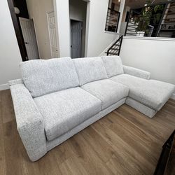 Mason White 123” 2 Piece Right Arm Facing Chaise Sectional