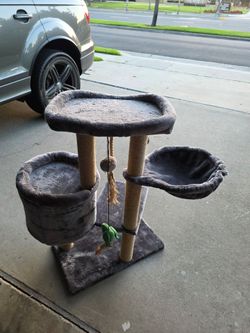 Gray Cat Tree with Scratching Posts