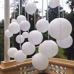 Brand new 10 packs White Round  Mixed Sized Paper Lanterns wedding birthday baby shower graduation event home party decoration DIY art craft supplies