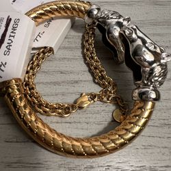New! 14K Vintage Plated Gold Savvy Cie Jewels Bracelet 2 Pieces! 