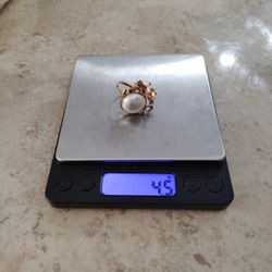 14k Gold Ring , Real Peal ,Anillo De Perla Madre