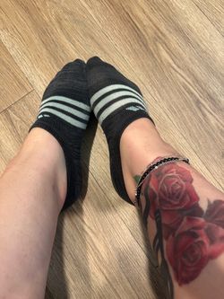 Pair of Women’s grey and blue adidas Size 9 Socks Used