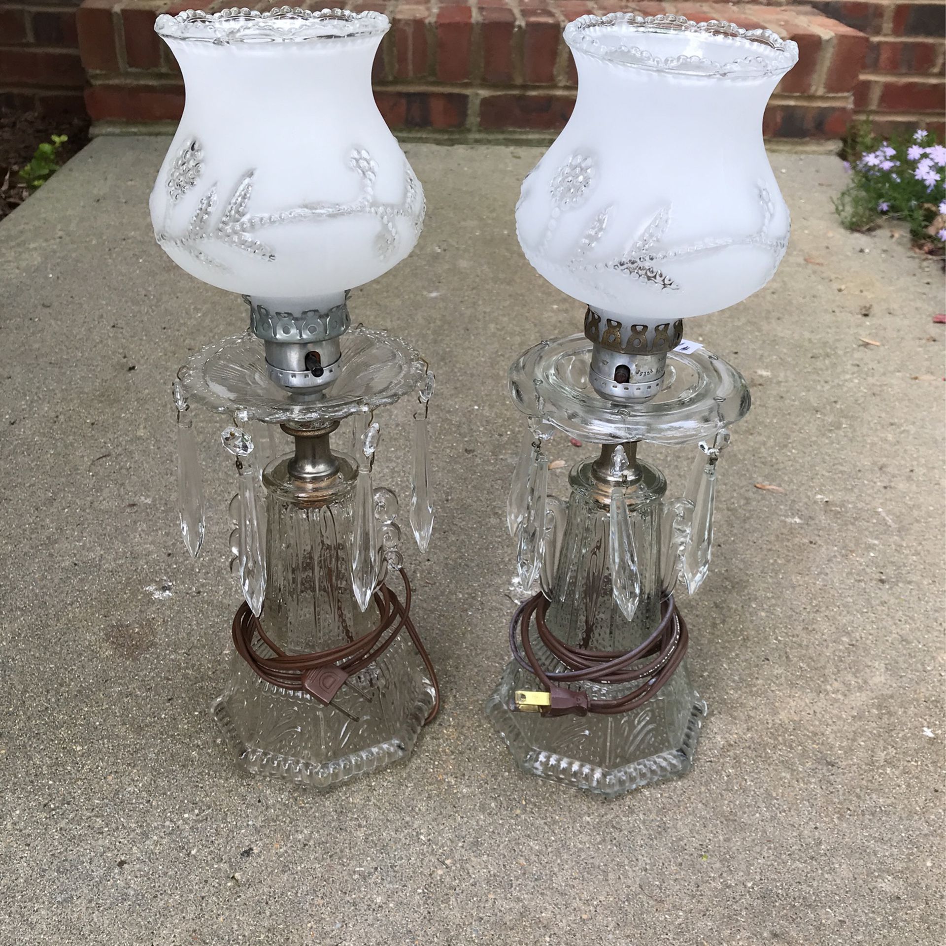 2 Nearly Identical Antique Boudoir Lamps