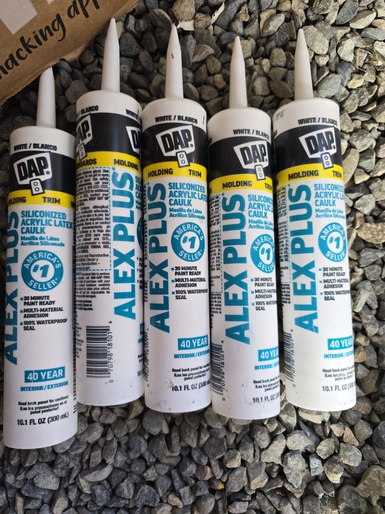 DAP Alex Plus Caulk White โ Lot of 5 Tubes (Interior/Exterior)