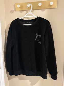 Armani Exchange Black Sherpa Crewneck Sweatshirt