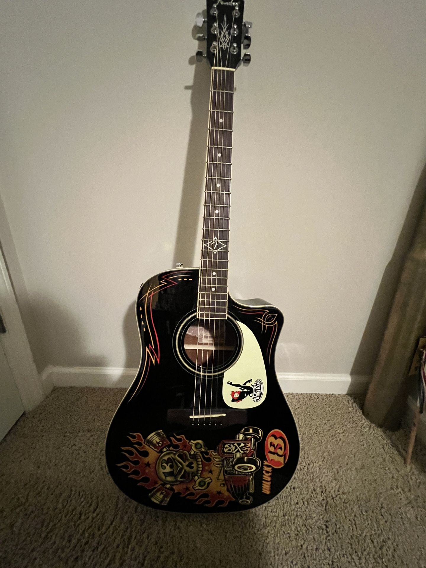 Fender Vince Ray “Unlucky 13” Dreadnought Cutaway Electric-Acoustic Guitar