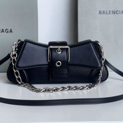 Pure black Balenciaga new Lindsay series shoulder bag or crossbody bag