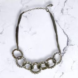 Silver-tone Signed statement necklace with  rings of faux pearls