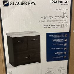30 Inch Vanity Combo With Top And Sink Brown