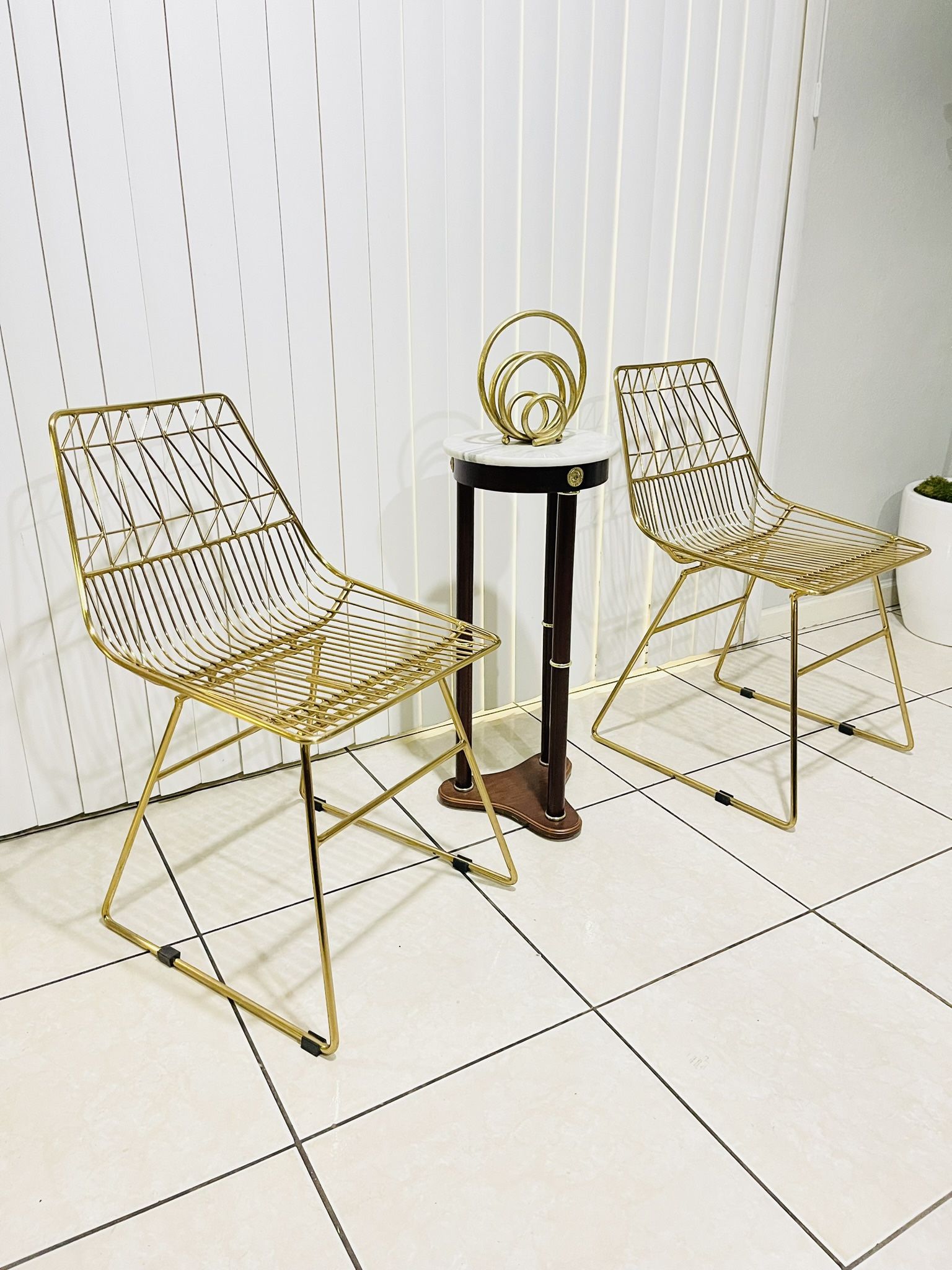 Golden Chairs …. Gold Tone French Metal Dining Chairs 2-Pack Chairs