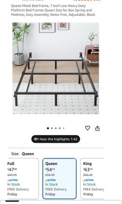 Heavy Duty Adjustable Queen Bed Frame – Quiet, Strong & Easy to Assemble  NEW