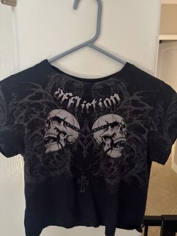 Affliction Black Skull Graphic T-Shirt cropped