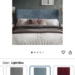 Castle Place Queen Light Blue Corduroy Velvet Headboard 