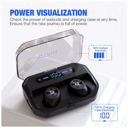 Brand New Bluetooth 5.0 earbuds with charging case that can charge phone too display and 135H playtime