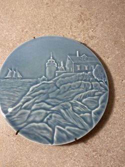 Carved Porcelain by Edgecomb Potters Maine Decorative Cobalt Plate