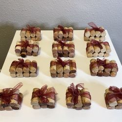 Party / Wedding Decor / Wine Corks Wrapped In Burgundy Ribbon Used For Table Numbers Or Table Decorations