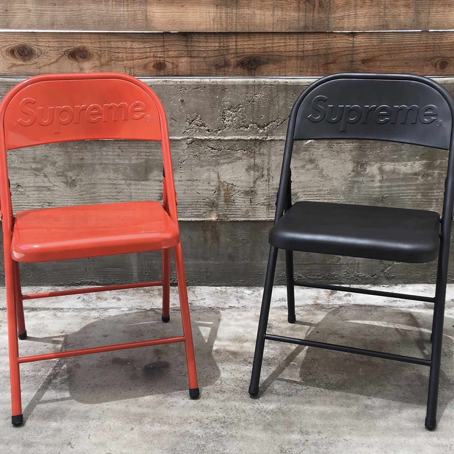 Supreme Metal Folding Chair Set Black And Red for Sale in Los 