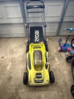 RYOBI LAWN MOWER & BATTERY