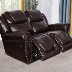 Espresso Brown Semi PU Synthetic Leather 3-Piece Couch Living Room Sofa Set