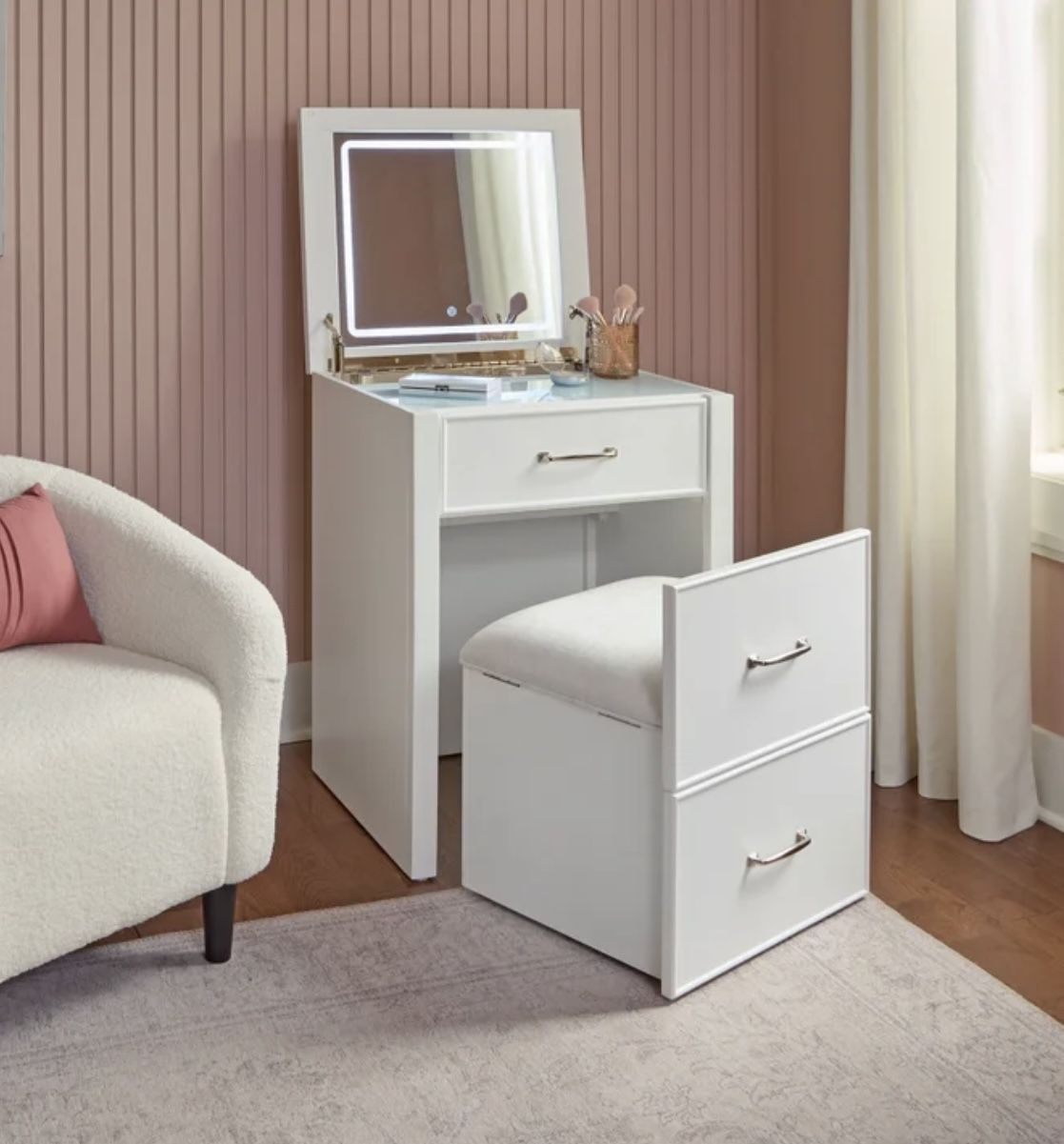 Odessa Lift-Top Vanity with LED Lighted Mirror